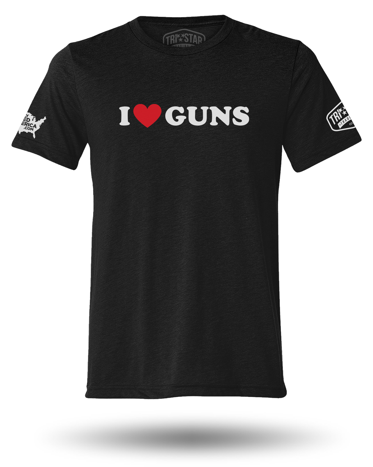LEGALLY ARMED AMERICA I HEART GUNS TEE - BLACK