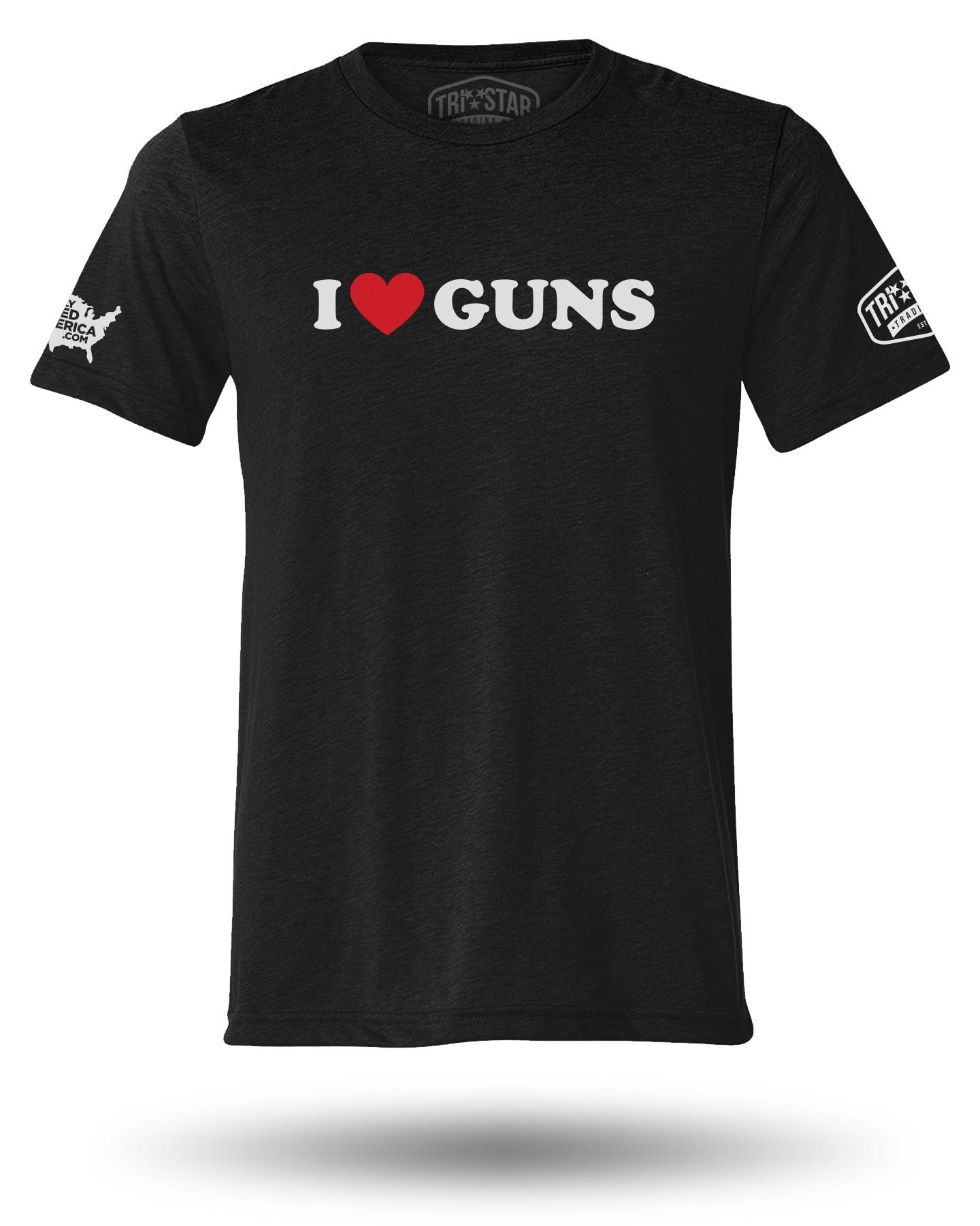 LEGALLY ARMED AMERICA I HEART GUNS TEE - BLACK