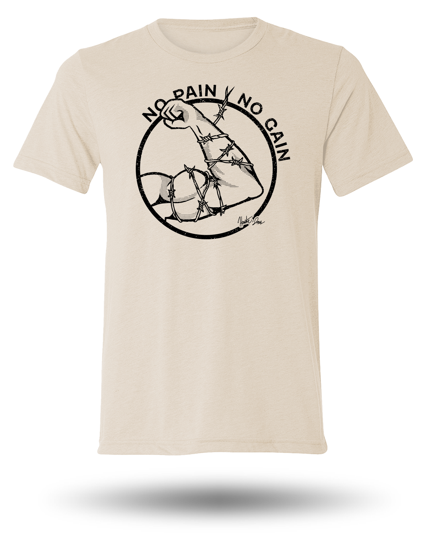 HOUSTON JONES NO PAIN NO GAIN TEE - SAND