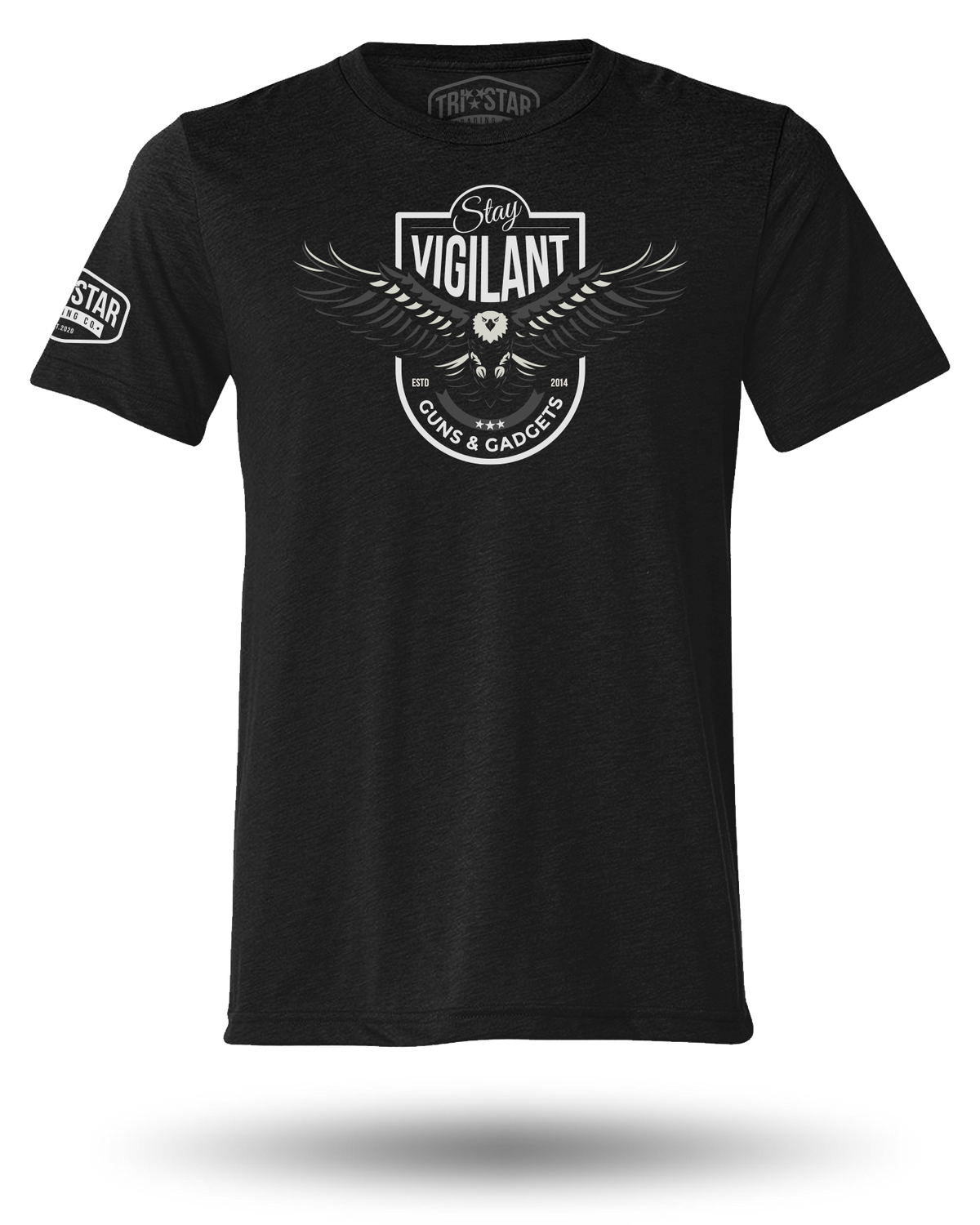 GUNS AND GADGETS STAY VIGILANT EAGLE TEE - BLACK