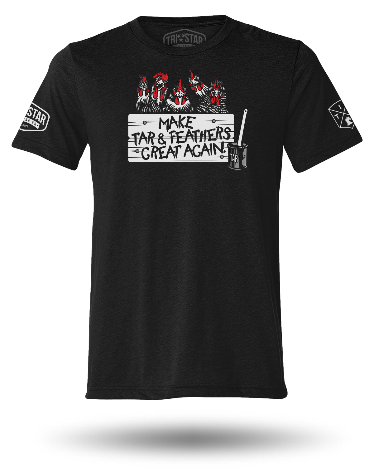 TIBERIOUS GIB MAKE TAR AND FEATHERS GREAT AGAIN TEE - BLACK