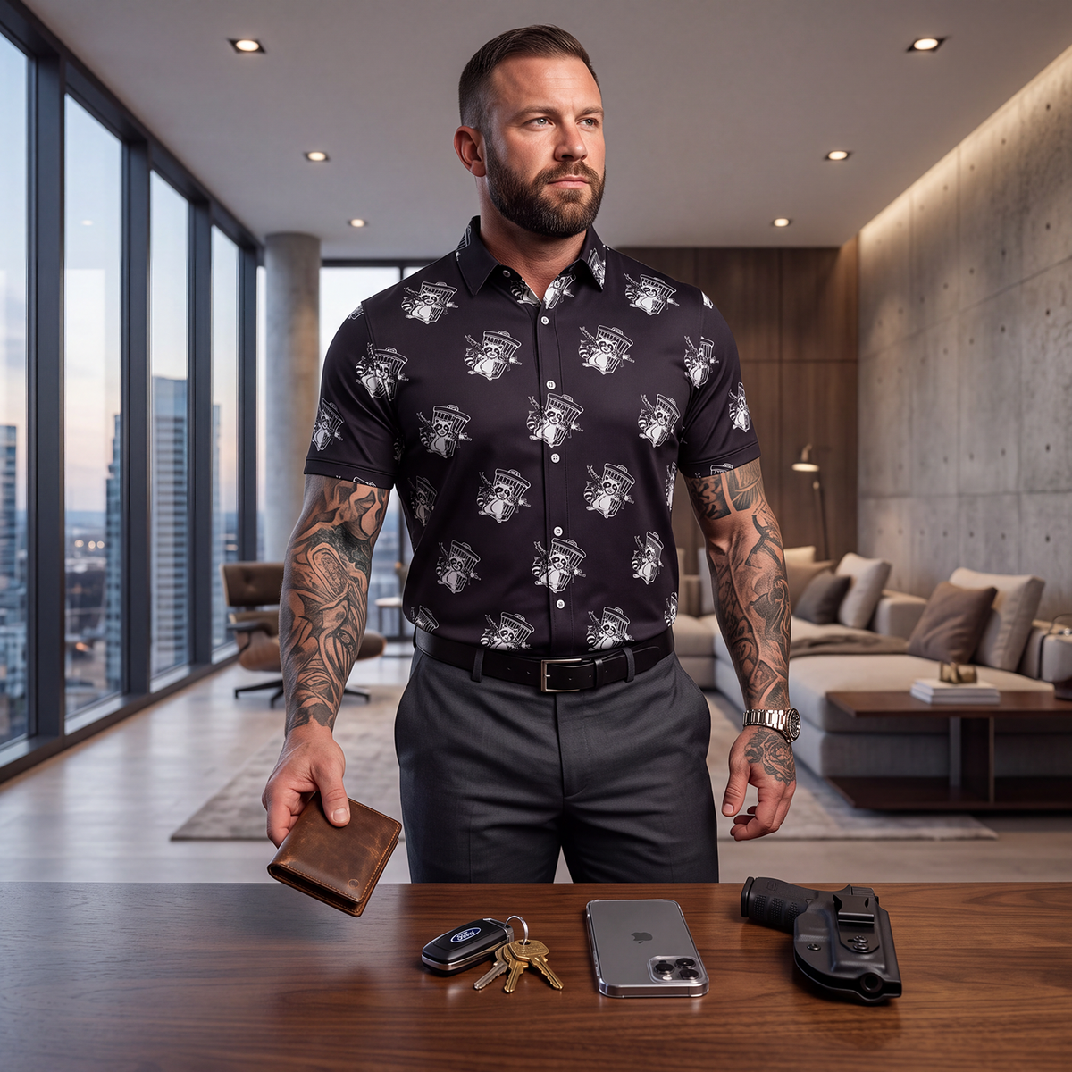 TRASH PANDA BUTTON-UP
