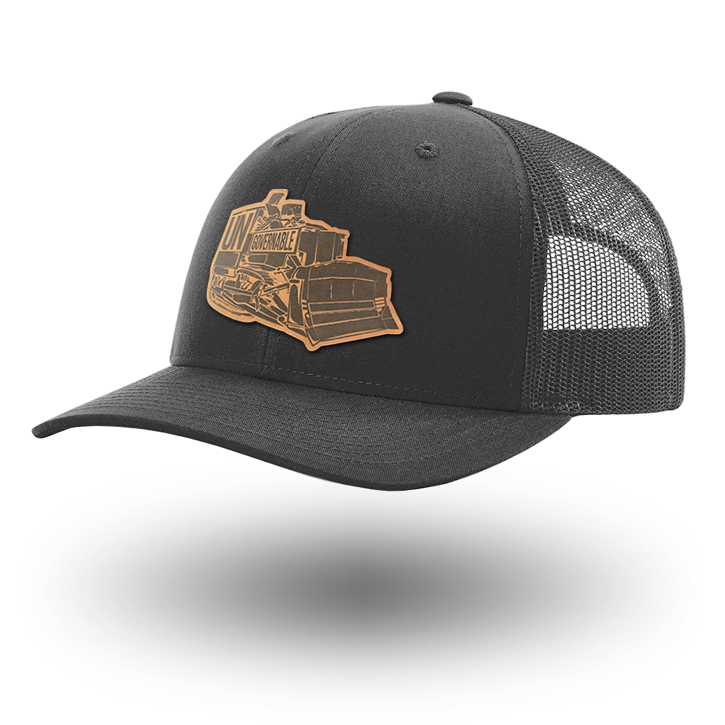 KILLDOZER LEATHER TRUCKER HAT - BLACK