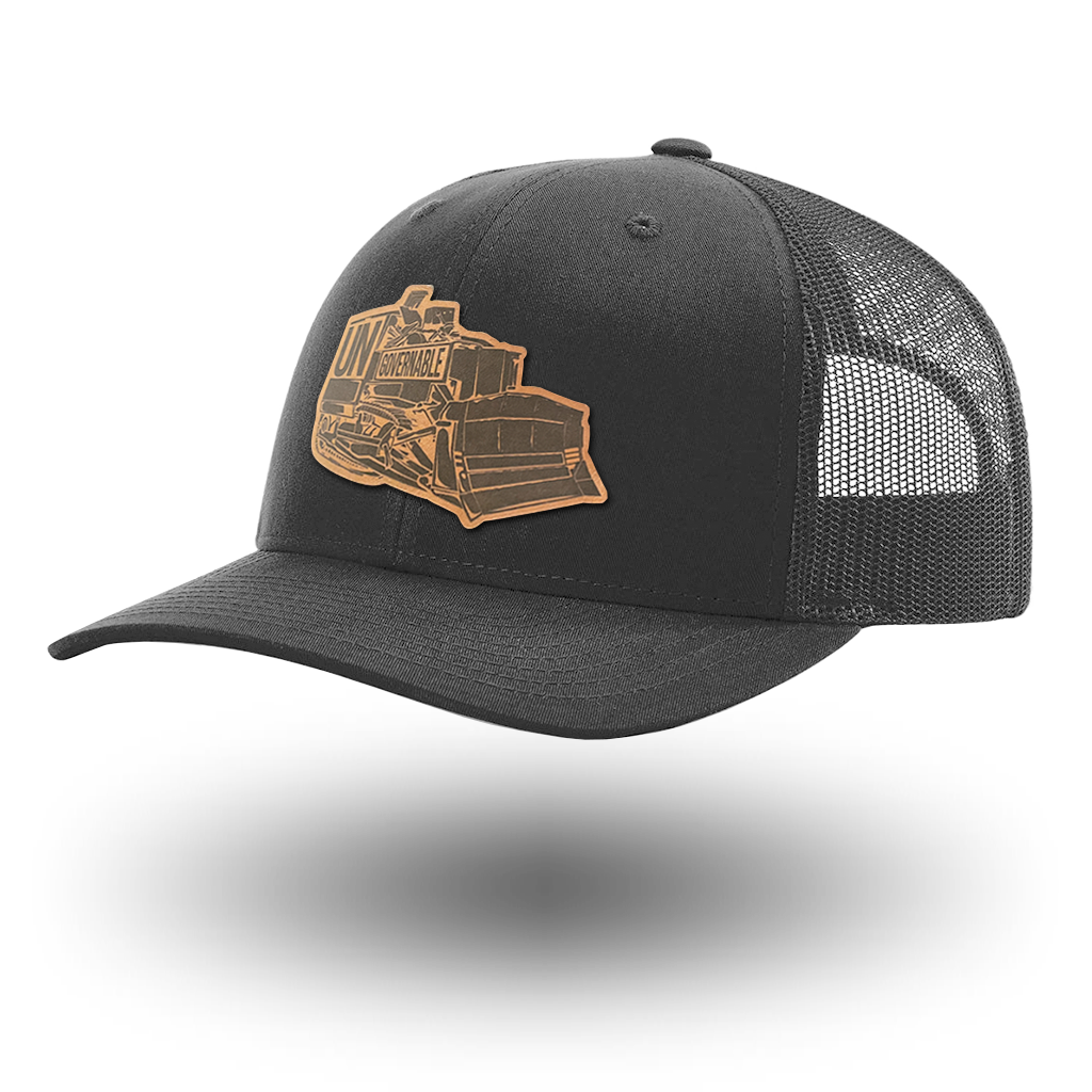 XL KILLDOZER LEATHER TRUCKER HAT - BLACK / X-LARGE