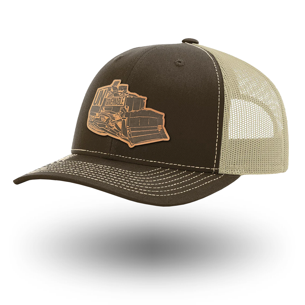 KILLDOZER LEATHER TRUCKER HAT - BROWN