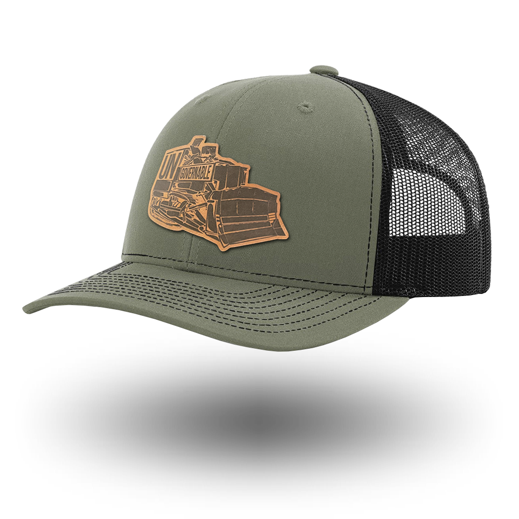 KILLDOZER LEATHER TRUCKER HAT - MILITARY GREEN