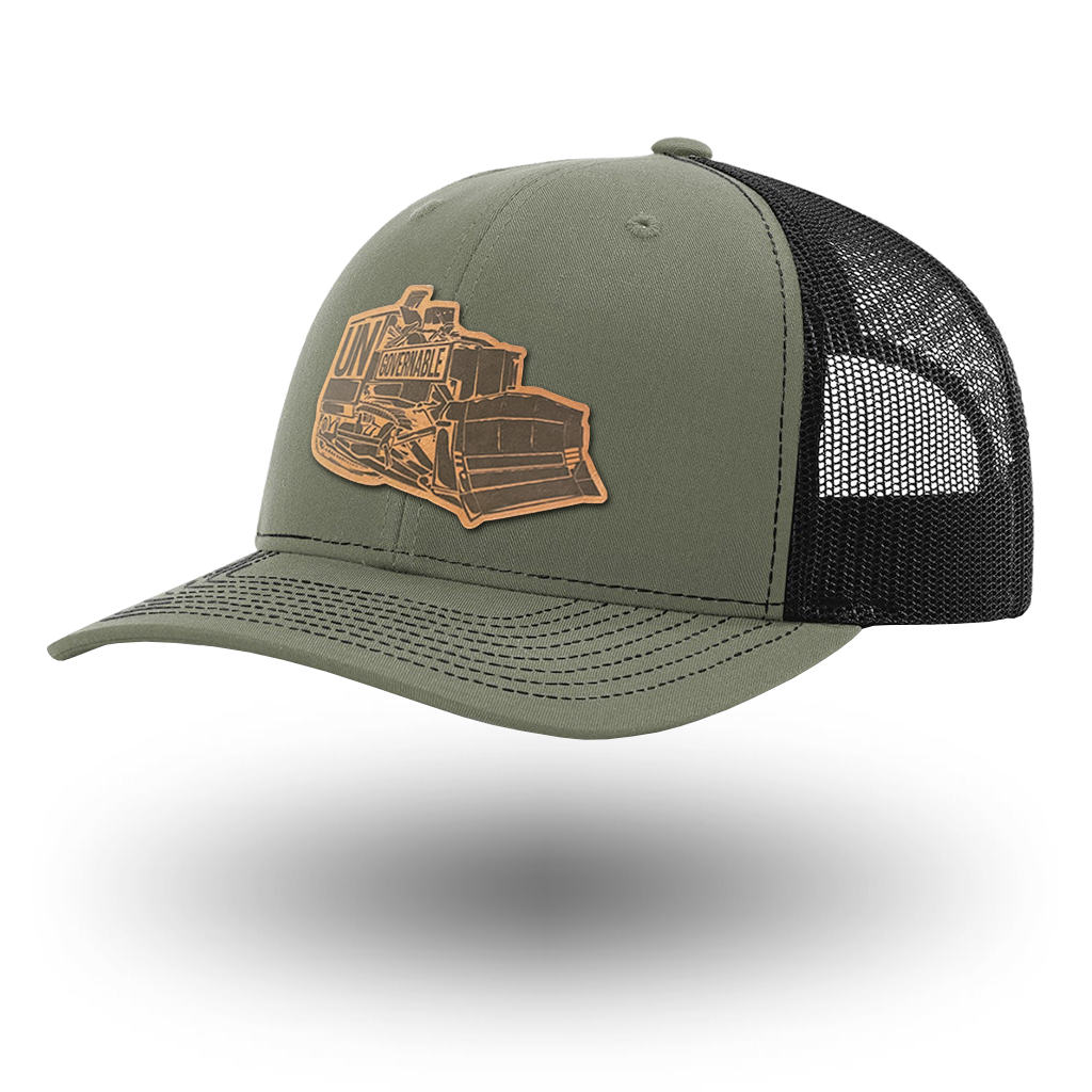 KILLDOZER LEATHER TRUCKER HAT - MILITARY GREEN
