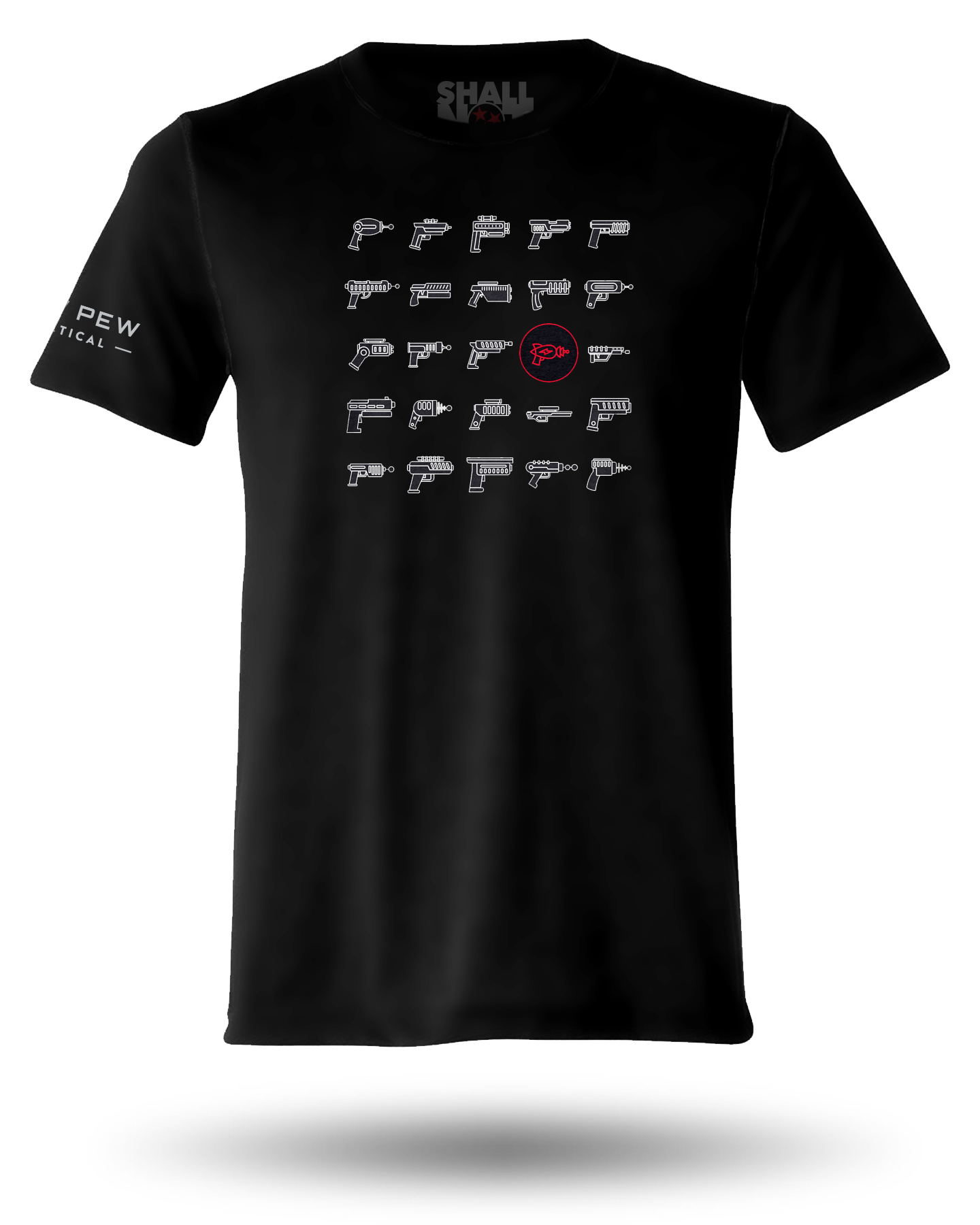 Black Pew Pew Tactical Retro Laser Grid Tee